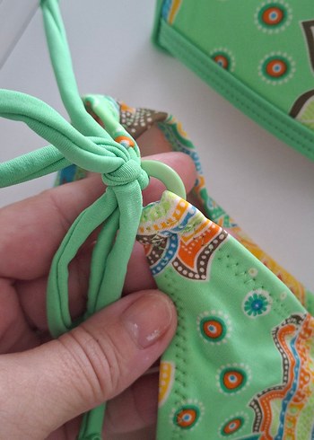 l Beden çeşitli Renk Renkli Bohem Desenli İpli Bikini Takımı