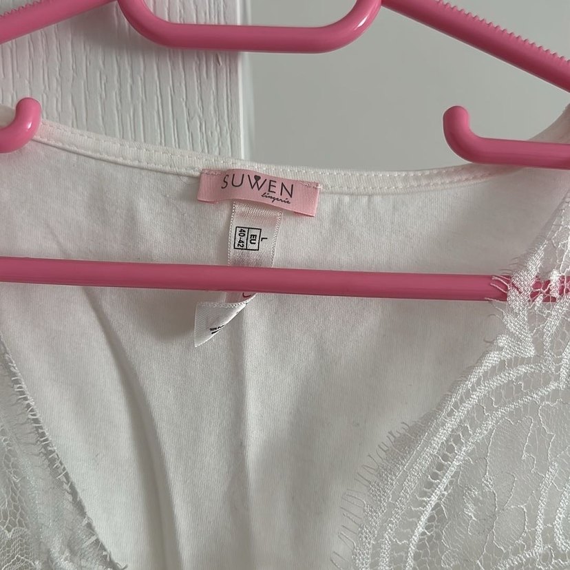 Nakışlı Beyaz Emzirme Gecelik Midi Boy - Görsel 3