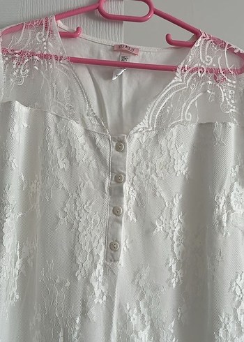 Beyaz V Yaka Midi Hamile ve Emzirme Geceliği - Görsel 2