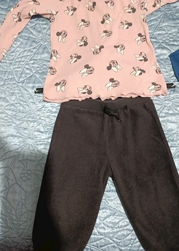 Pembe Baskılı Uzun Kollu Bebek Kız Takımı - Görsel 2