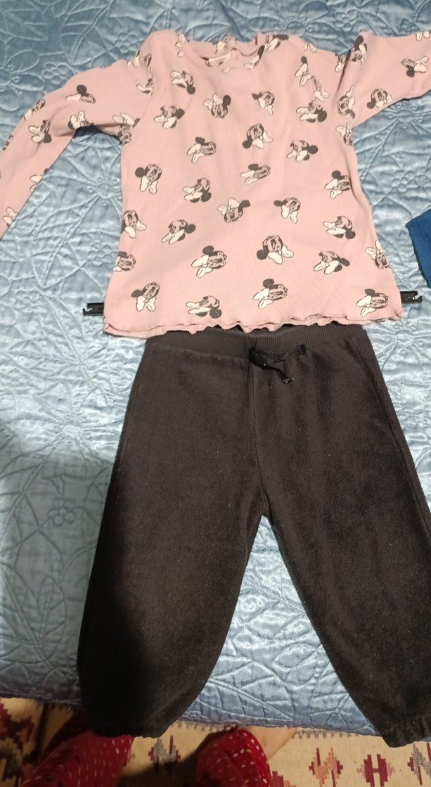 Pembe Baskılı Uzun Kollu Bebek Kız Takımı - Görsel 2