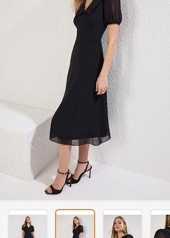 Trendyol & Milla Bebe yakalı Siyah Midi elbise 42 beden