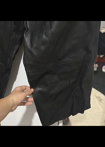 Siyah Deri Kemerli Midi Kadın Pantolon - Görsel 3