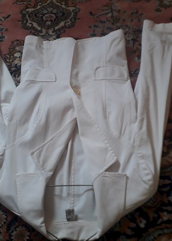 Düğmeli Beyaz Keten Mini Kadın Blazer Ceket - Görsel 6