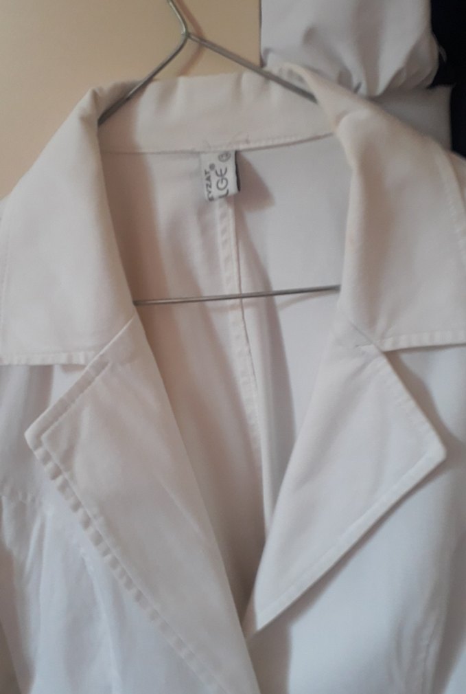 Düğmeli Beyaz Keten Mini Kadın Blazer Ceket - Görsel 3