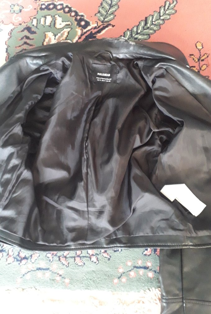 Kadın Siyah Kısa Deri Biker Çeket - Görsel 3