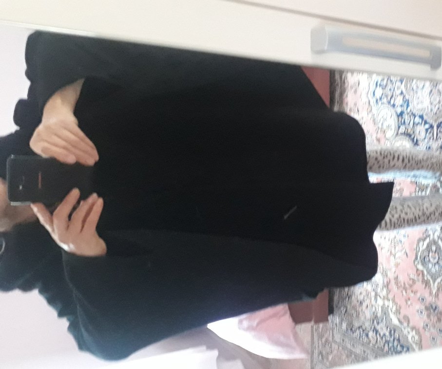 Düğmeli Siyah Gotik Midi Hamile Ceketi - Görsel 4