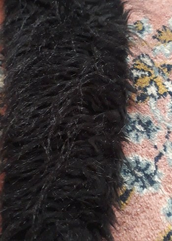 Siyah Uzun Kadın Suni Kürk Şal - Görsel 2