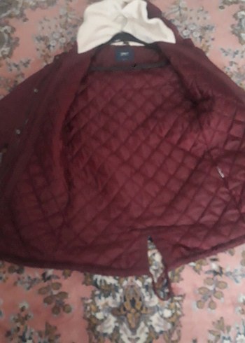 Bordo Düğmeli Midi Kadın kaban - Görsel 2