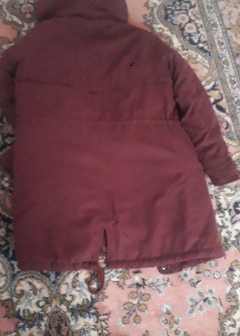 Bordo Düğmeli Midi Kadın kaban - Görsel 4