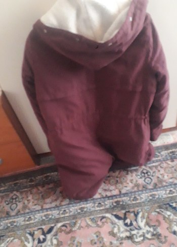 Bordo Düğmeli Midi Kadın kaban - Görsel 5