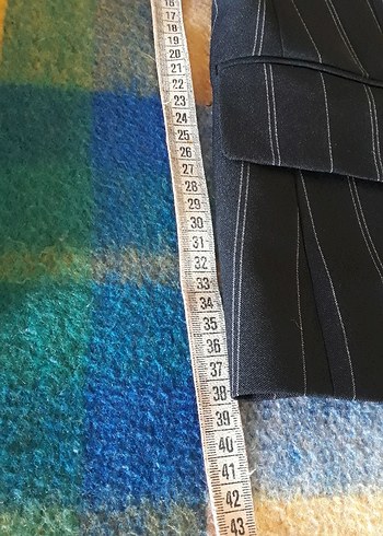 Lacivert Çizgili Kadın Blazer Ceket - Görsel 8