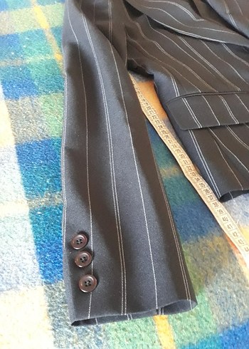 Lacivert Çizgili Kadın Blazer Ceket - Görsel 7