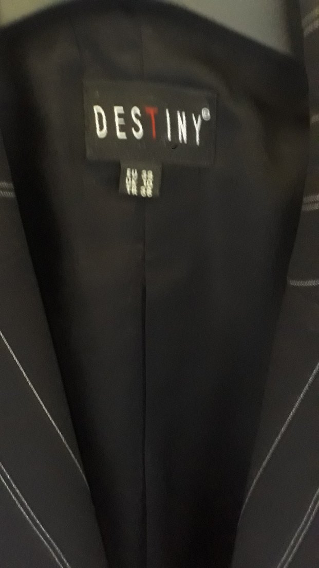 Lacivert Çizgili Kadın Blazer Ceket - Görsel 4