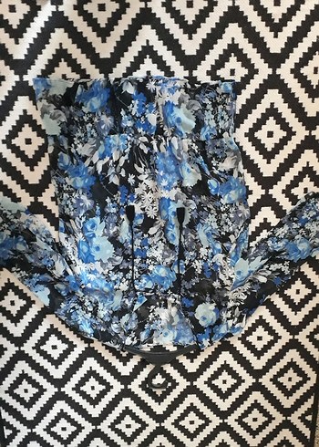 Mavi Bohem V Yaka Kadın Bluz - Görsel 3