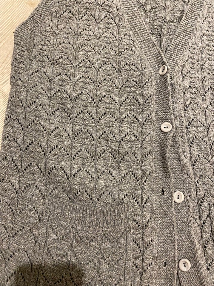 Gri Örgü Kadın Yelek - Görsel 2