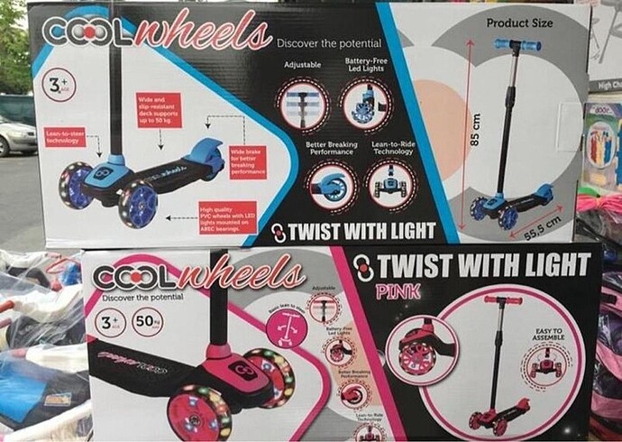  Beden çeşitli Renk Cool Wheels Led Işıklı Scooter