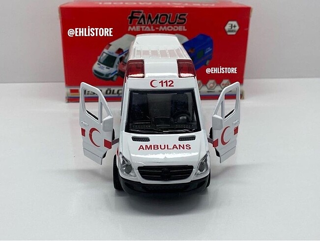 Beden Renk Ambulans Oyuncak Araba Metal
