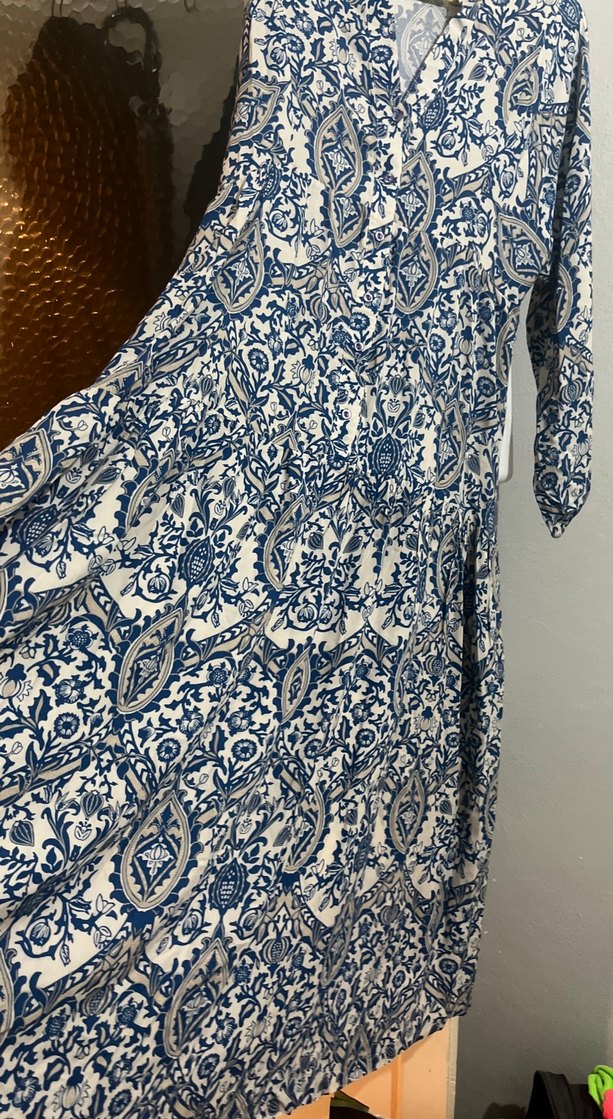 Bohem Uzun Kollu Pamuklu Elbise - Görsel 2