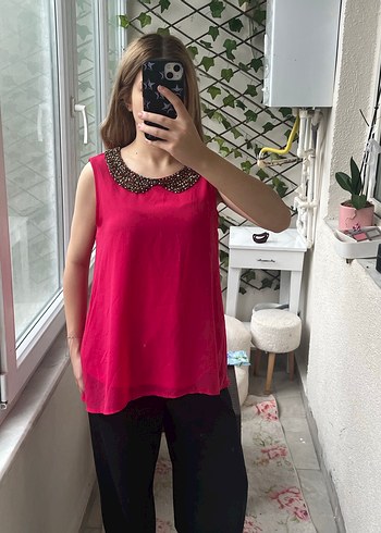 Diğer Pullu Yaka Detaylı Pembe Kadın Bluz