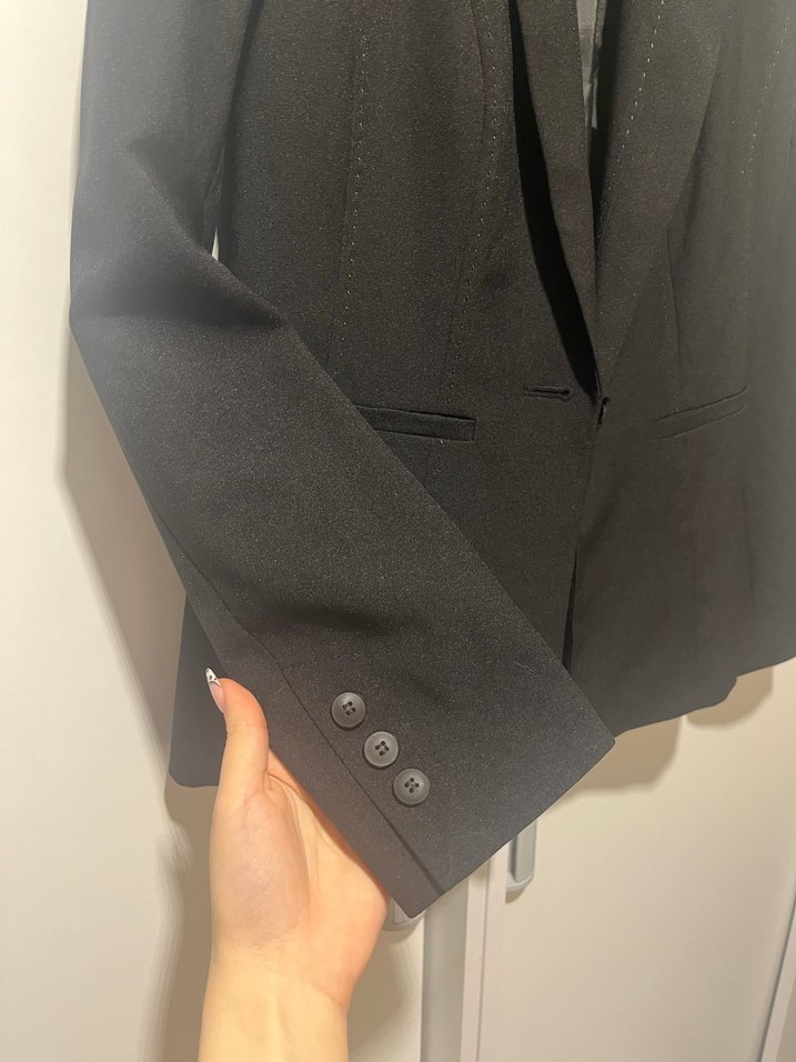 Düğmeli Siyah Kadın Blazer Ceket - Görsel 3