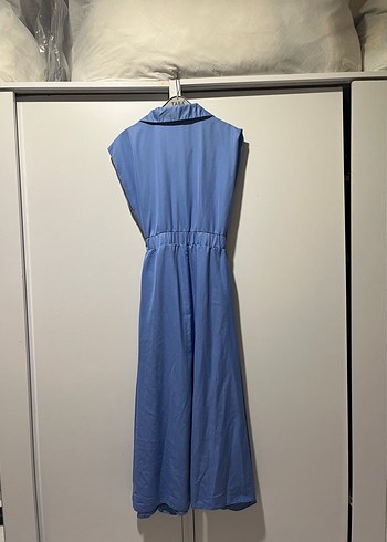 Mavi Kolsuz Uzun Elbise - Görsel 5