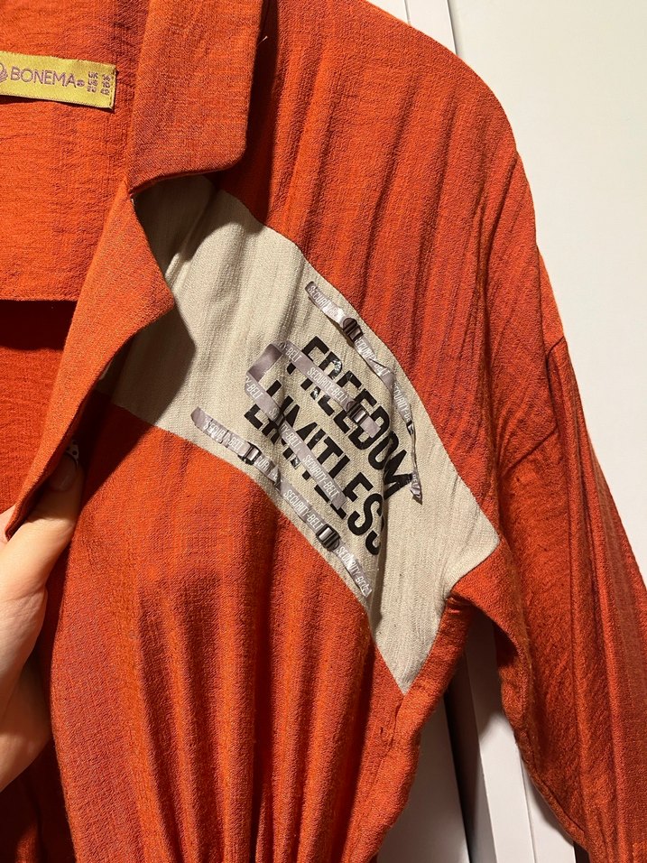 Turuncu Uzun Kadın Gömlek Ceket - Görsel 3