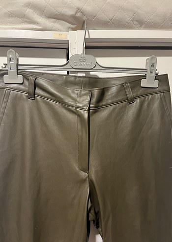 Haki Deri Kadın Pantolon - Görsel 2