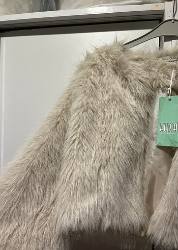 Gri Kadın Kürk Detaylı Midi Ceket - Görsel 3