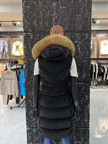 Moncler A plus yüksek kalite orjinal kürklü uzun bayan yelek