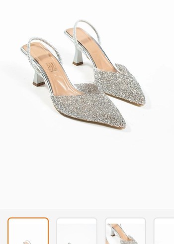 Diğer Gri Simli Stiletto Topuklu Kadın Abiye Ayakkabı