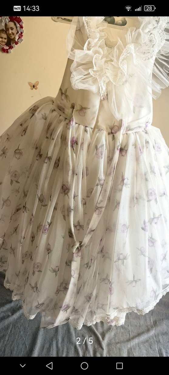 Nakışlı Beyaz Kız Çocuk gelinlik - Görsel 2