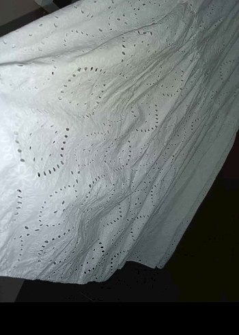 s Beden beyaz Renk Beyaz Nakışlı Uzun Keten Elbise