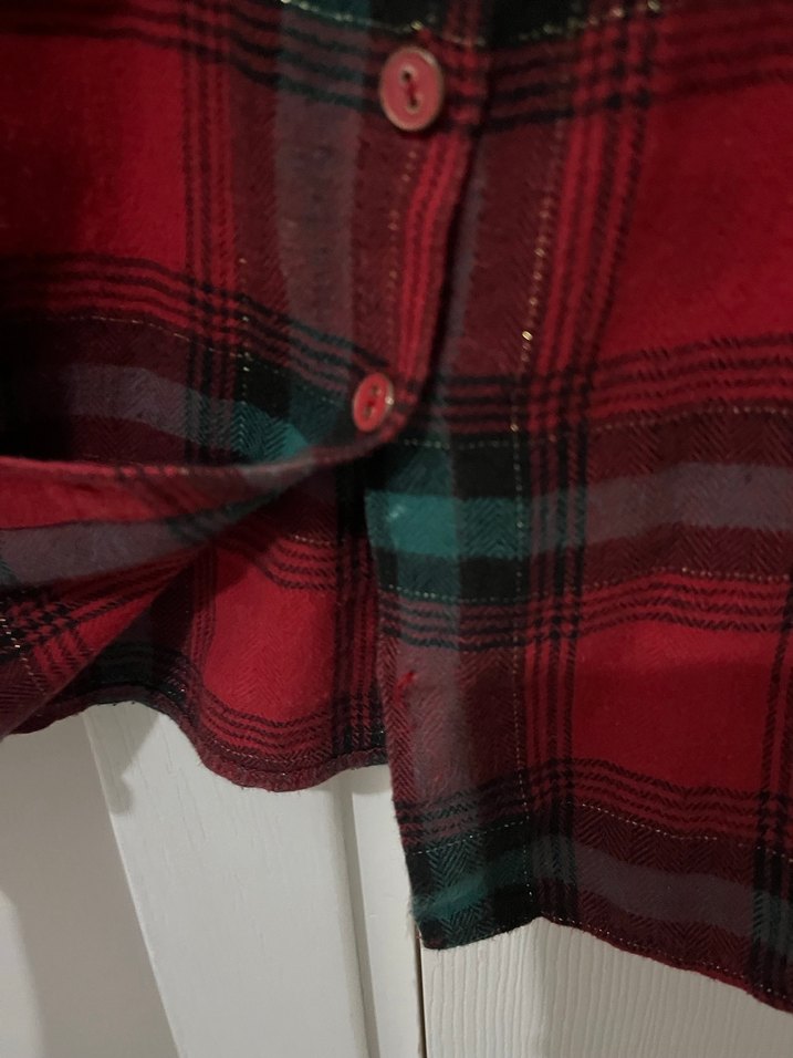 Düğmeli Kırmızı Kareli kız çocuk Gömlek - Görsel 3