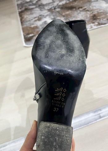 Siyah Deri Stiletto Topuklu Kadın Bot - Görsel 5