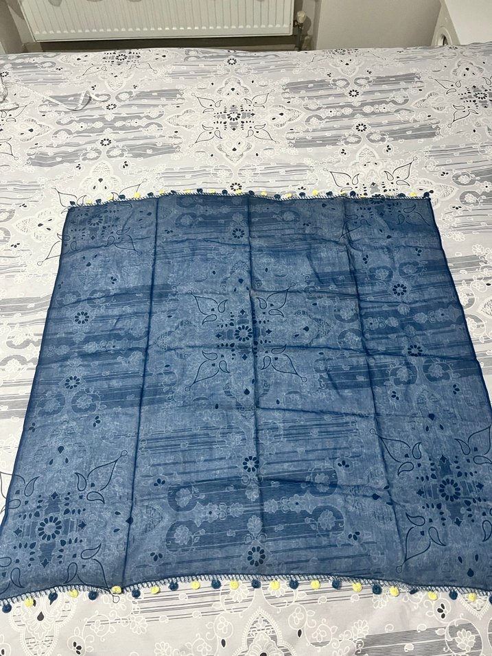 Fırfırlı Lacivert Kadın ince yazma - Görsel 2