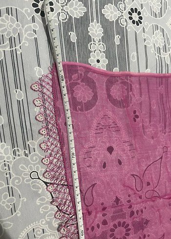 Dantel Detaylı Pembe Kadın yazma - Görsel 5