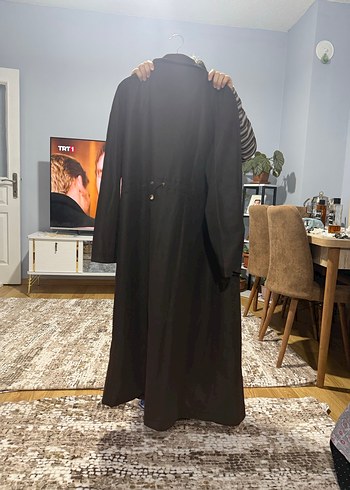 Kadın kahve Süet Uzun Yağmurluk mevsimlik - Görsel 3