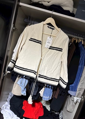 Zara Püsküllü Nakışlı Bohem Kadın Ceket - Görsel 3