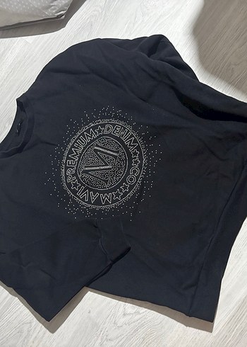 Mavi Kadın Siyah İşlemeli Sweatshirt