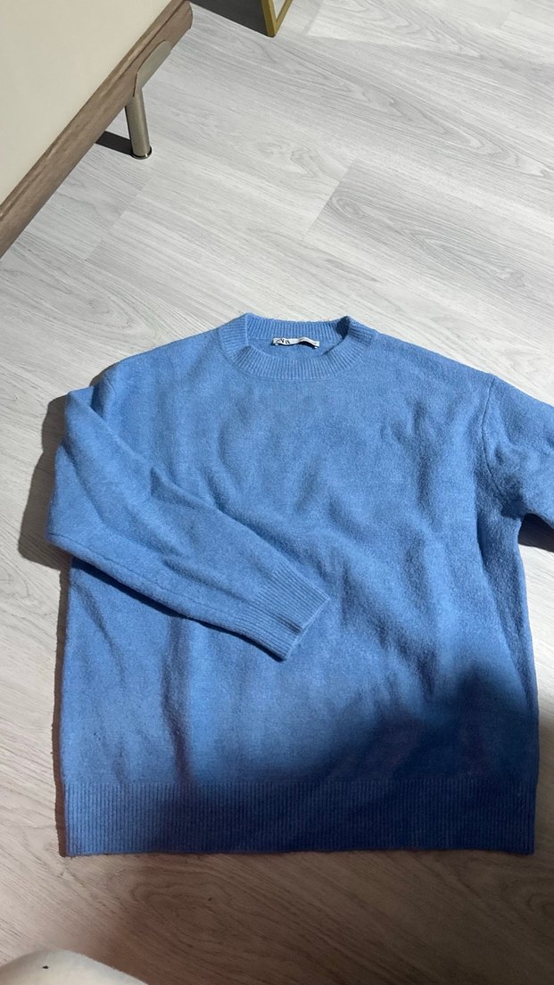Zara Mavi Kadın Basic Triko Sweatshirt - Görsel 2