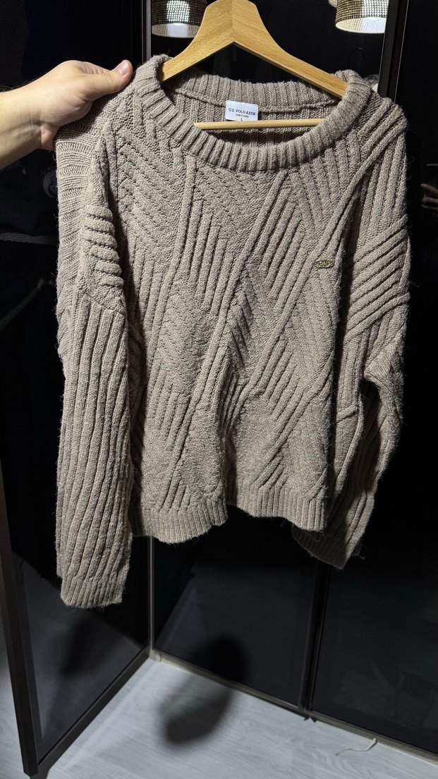 U.s Polo Assn. Bej Kadın Oversize Triko Kazak - Görsel 2