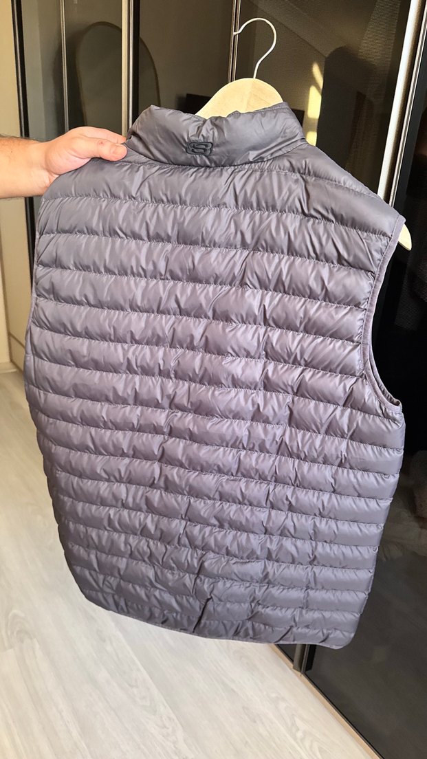 Gri Erkek Fermuarlı Puf Yelek - Görsel 3