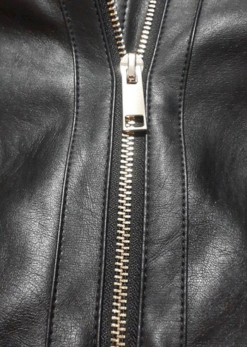 Siyah Deri Kadın Biker Ceket kız çocuk - Görsel 2