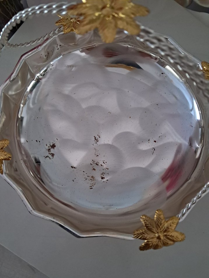 Altın Renkli Çiçek Desenli gümüş şekerlik - Görsel 3