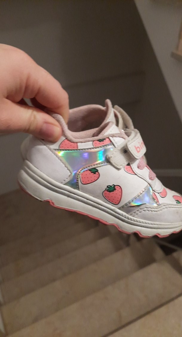 Kız Çocuk Renkli Baskılı Pembe Spor Ayakkabı - Görsel 4