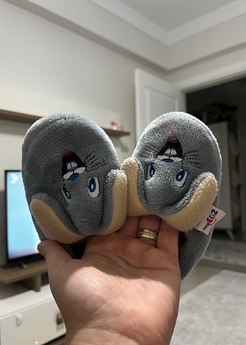Kız/ Erkek Çocukları İçin Gri Sıcak Peluş Ev Terliği