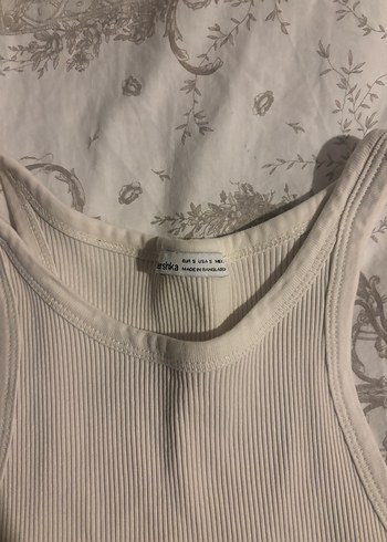 Bershka Beyaz Keten Yüksek Yakalı Kadın Atlet