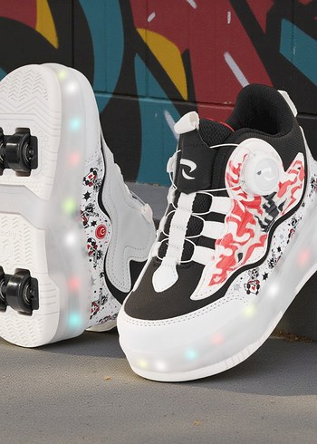 Renkli Baskılı  Çocuk ışıklı tekerlekli patenli Spor Ayakkabı - Görsel 2