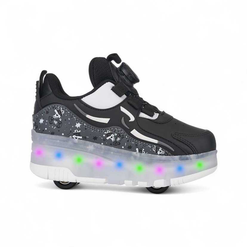 Siyah akıllı Bağcıklı Sokak Stili patenli Spor Ayakkabı - Görsel 2